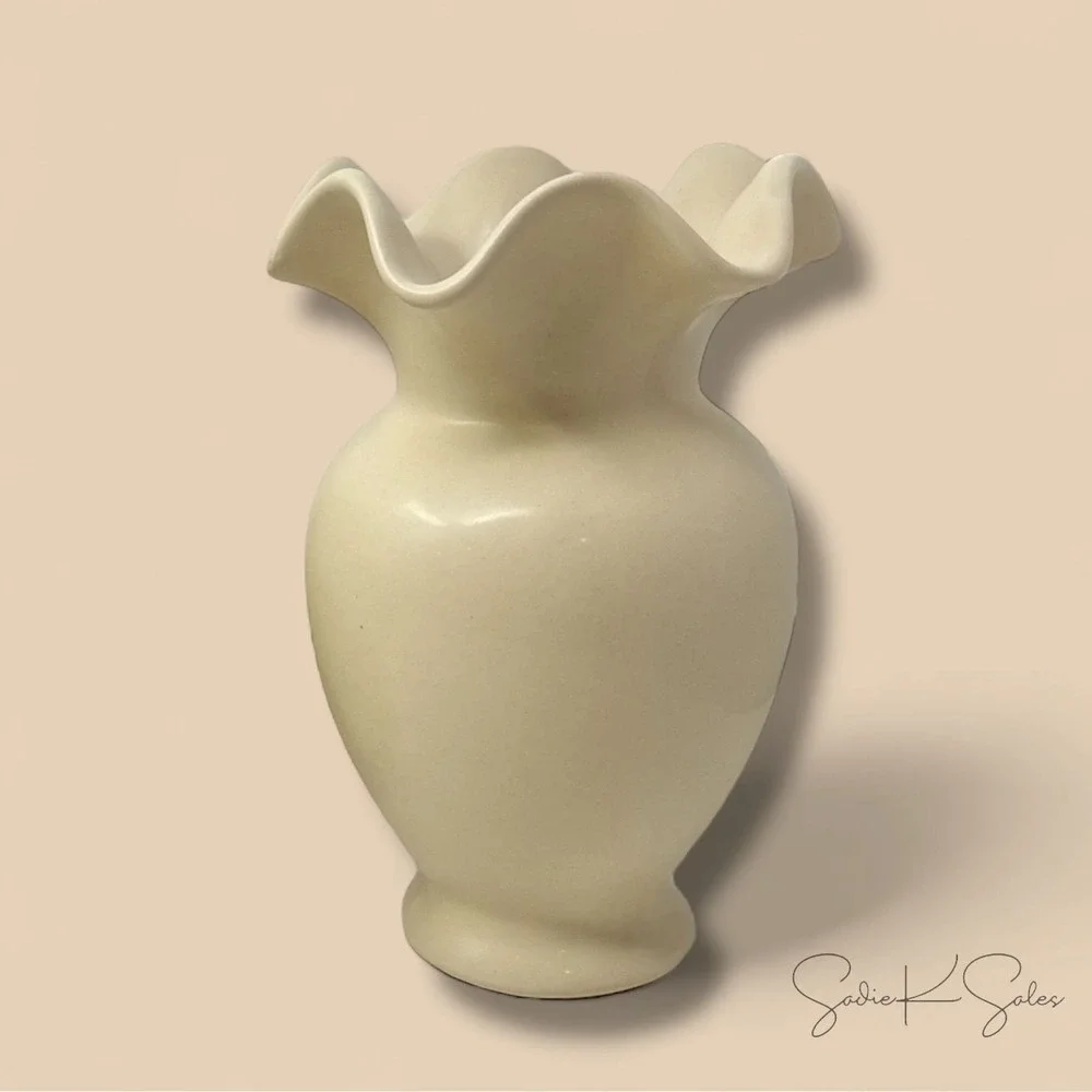 Scallop Ruffle Off-White Ceramic Vase - Home Decor Collection, Walmart Fall 2025